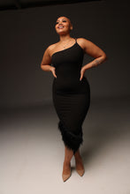 Load image into Gallery viewer, Lisette Fur Trim Midi Dress